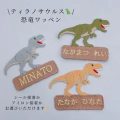 ティラノサウルス恐竜刺繍 お名前ワッペン - メルカリ
