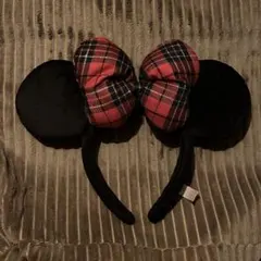 ミニー　カチューシャ 赤チェック　廃盤品