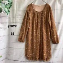 グローブ　シフォン　ワンピース　小花柄　プルオーバー　長袖　ワールドのサムネイル