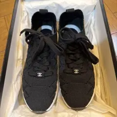 CHANEL 運動鞋 經典雙 C 標誌 針織 女款尺寸 35