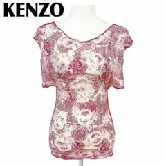 【美品】Kenzo 半袖カットソー トップス シアー 花柄 ピンクのサムネイル