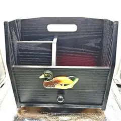 木製 回転式リモコンラック マガジンラック カモ デコイ 小物入 フォトフレーム