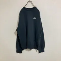 【ロゴ刺繍】NIKEナイキ　ワンポイント　スウェットトレーナー　y2k 黒　XL