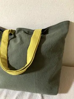 綿麻大きいサイズ　リバーシブルトートバッグ　サブバッグ　エコバッグ　ハンドメイド