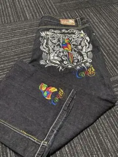 B287【W38】【00s】B系 COOGI 刺繍デニムパンツ グレー バギー B287【W38】【00s】B系 COOGI 刺繍デニムパンツ グレー バギー