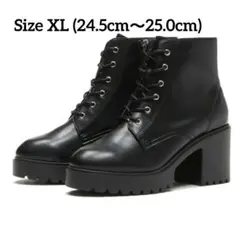 XLサイズ【NUOVO】6ホール　レースアップ厚底ブーツ　BLACK