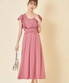 新品未開封＊トッコクローゼット シャーリング ロングワンピース　フラワーレース