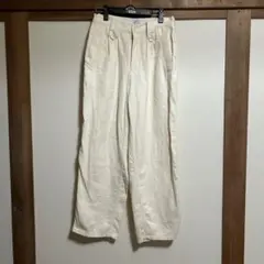 COEN 白ワイドパンツ　カジュアルパンツ　リネン　綿麻パンツ　レディースパンツ