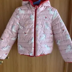 ユニコーン柄ピンクダウンコート