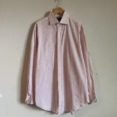 00s ポロ ラルフローレン ストライプ ドレス シャツ メンズ M 白 赤