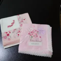 【値下げ】(新品未使用)NINA RICCI 桜刺繍ハンカチ 2枚