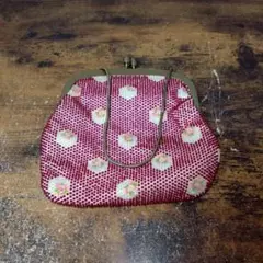 Fs73 がま口 バッグ ビーズ刺繍 花柄 ヴィンテージ レトロ アンティーク