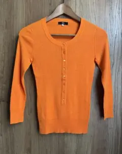 INÉD オレンジ リブ編み 長袖トップス サイズ9