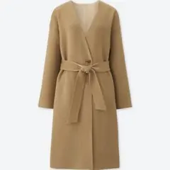 ユニクロ　ダブルフェイスノーカラーコート