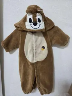 チップとデール 着ぐるみ フリースカバーオールロンパース50-60ディズニー