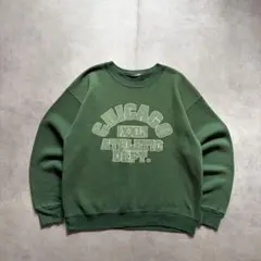 80s 90s アーチロゴスウェット CHICAGO カレッジ 短丈 グリーン