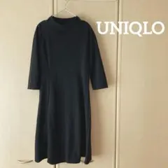 【未使用】UNIQLO ユニクロ　七分袖ワンピース　ブラック