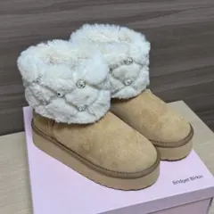 Bridget Birkin キルティングムートンブーツ ベージュ　新品