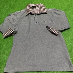 TK MIXPICE チェック襟ポロシャツ M