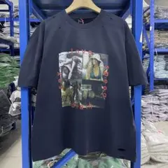 ルーズシルエット復古テクスチャーコットン100% ヴィンテージ水洗い半袖Tシャツ
