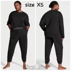 【新品】VS コットン 長袖Tシャツ ジョガー パジャマ 黒 XS.Rのサムネイル