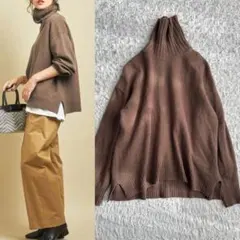 BY ウールカシミヤ ルーズタートルネックニットプルオーバー