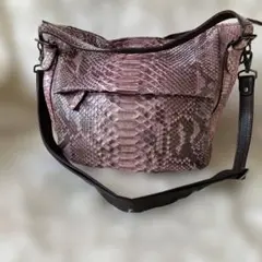 未使用品 ダイヤモンドパイソン 2way ショルダーバッグ ピンク 2752 