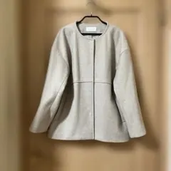 グローバルワーク ベージュ ノーカラージャケット サイドポケット付き