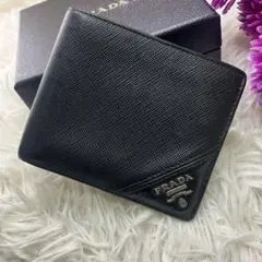◇極美品/近年モデル◇PRADA 二つ折り財布 マネークリップ 三角ロゴ 
