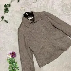 【アルファキュービック】高級シルク使用 ノーカラージャケット シンプル 大きい