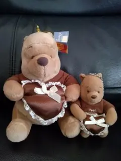 《レア》プーさん　ハート　茶色プーさん　バレンタイン　2体セット　平成レトロ
