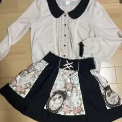 地雷系　セットアップ　アンクルージュ　可愛い　ブラウス　スカート　黒