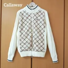 Callaway ケーブルニット 異素材 ゴルフ ブルゾン レディース M