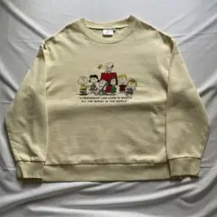 大人気 PEANUTS スウェット ホワイト 人気デザイン 古着 Lサイズ