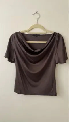 ANAYI ドレープネック 半袖トップスブラウン38