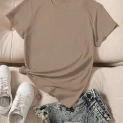 SHEIN ブラウン クルーネック Tシャツ XL
