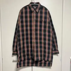 90s ユーロ古着　グランパシャツ　チェックネルシャツ　ユーロヴィンテージ