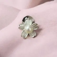 銀色珍珠胸針 櫻花 領針 珍珠 Sakura Akoya