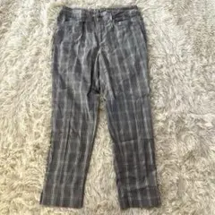 【エムケーミッシェルクラン】グレー チェック柄 スラックス サイズ40（L）