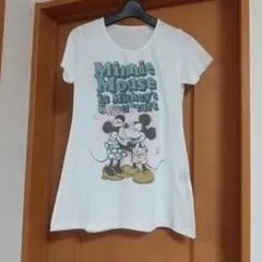 Disney ミッキー＆ミニー レディース半袖Tシャツ Mサイズ ホワイトのサムネイル