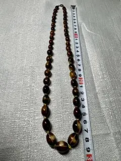 ヴィンテージ ウッドビーズ ロングネックレス ゴールド レトロ 31g 