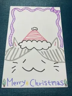クリスマスカード 猫②@メッセージカード ポストカード