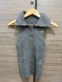 グレー リブ編み ノースリーブセーター（148）