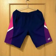 【美品】 YONEX ハーフパンツ 15070 ユニL 廃盤 ネイビー／パープル