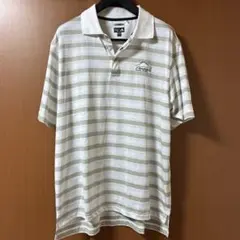 adidas ポロシャツ ホワイト ストライプ　Lサイズ
