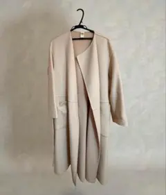 ROPE ベージュ ロングコート ウエストベルト付き　ウール98% リバーシブル