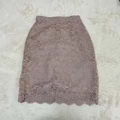 美品★ユニクロUNIQLO レースタイトスカート ピンク S 春夏 オフィス