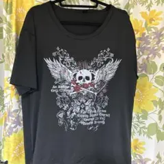 半袖Tシャツ　Ｌ　ドクロ　バラ