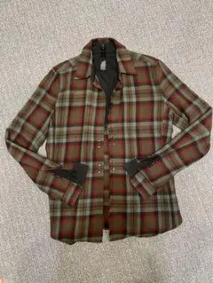 wjk チェック柄 ウール混 ジャケット フック留め M