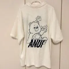 【Anui×ケアベア】ラメポロシャツ ホワイト R2サイズ(M〜L)